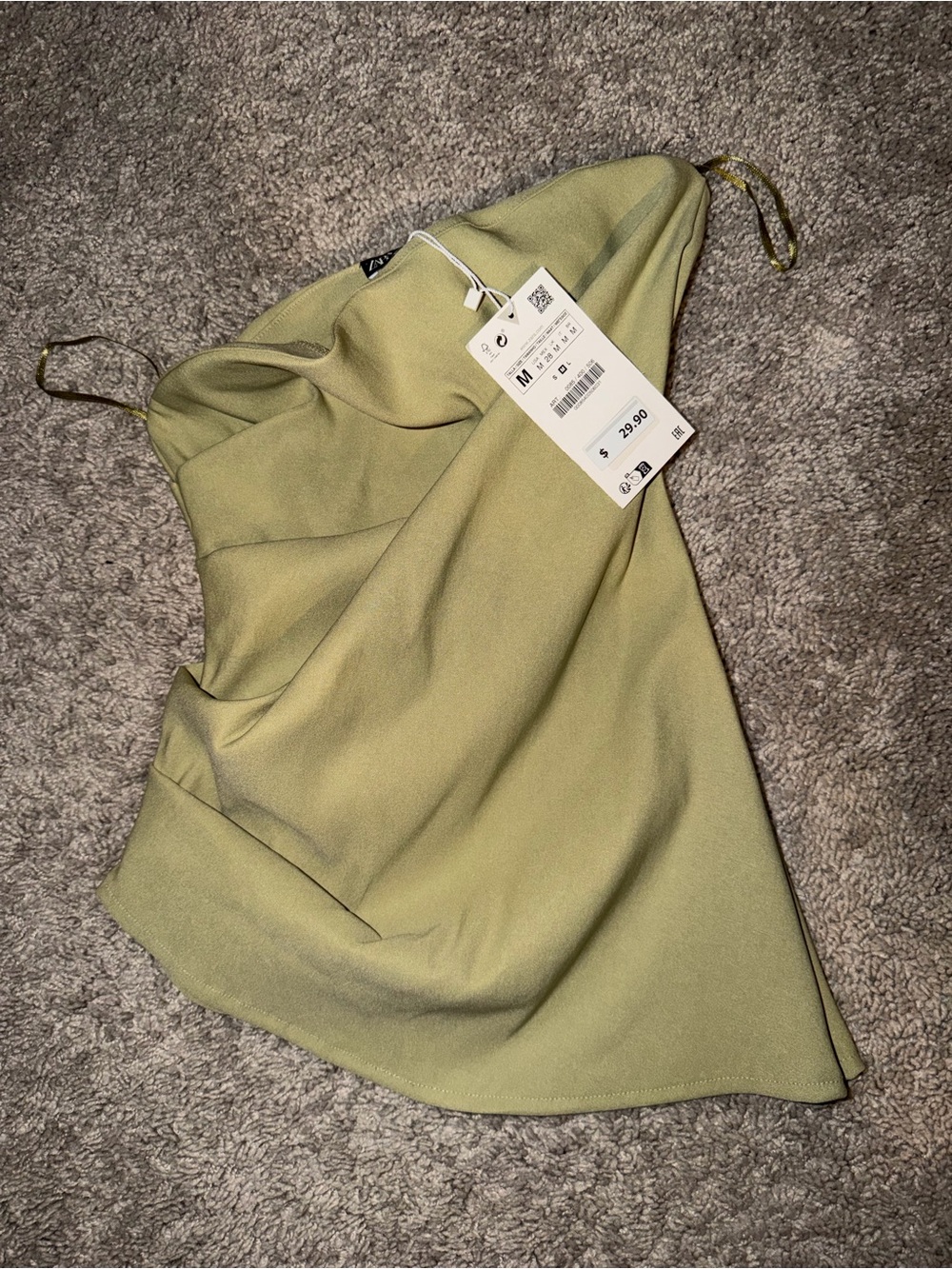 Zara Olive Green Strapless Tunic Top